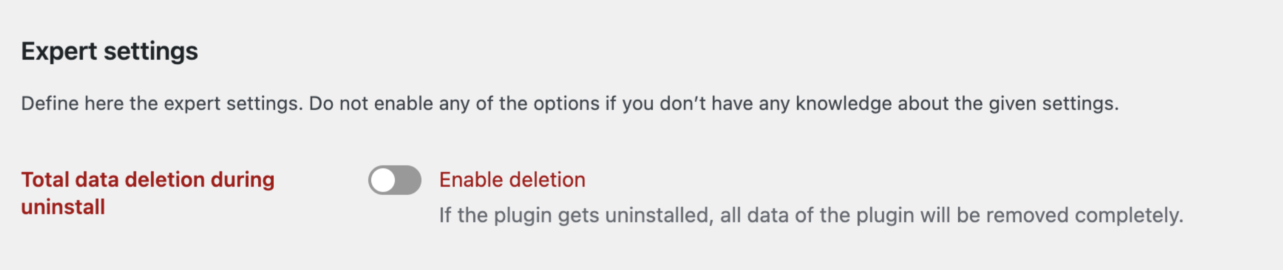 Total data deletion during uninstall