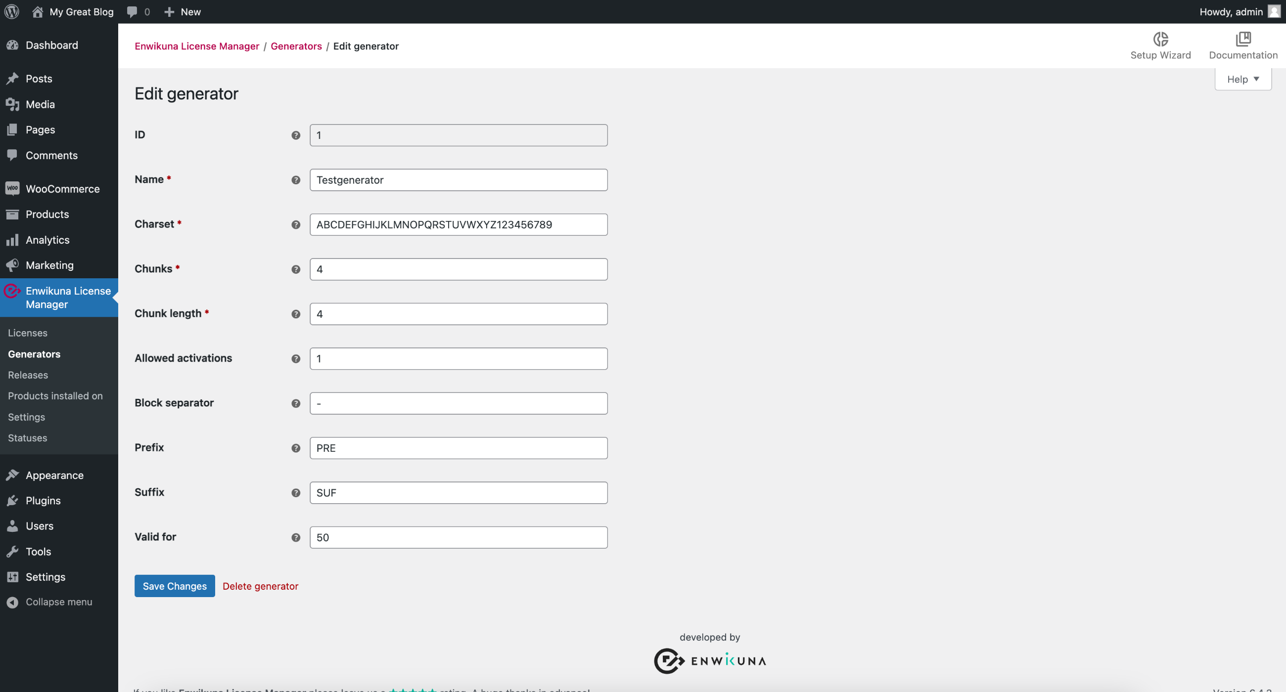 Enwikuna License Manager Generator bearbeiten