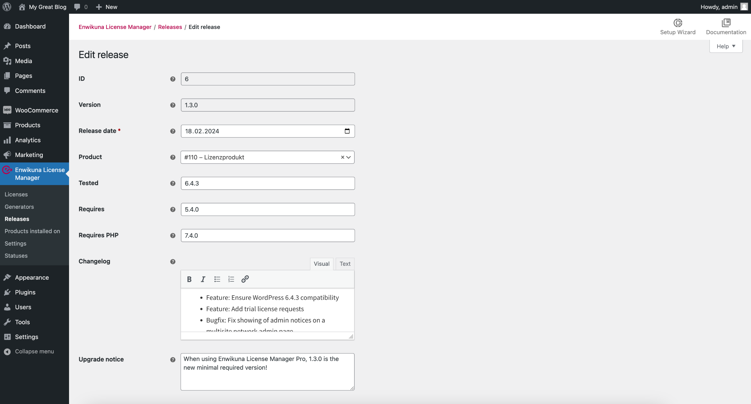 Enwikuna License Manager edit release