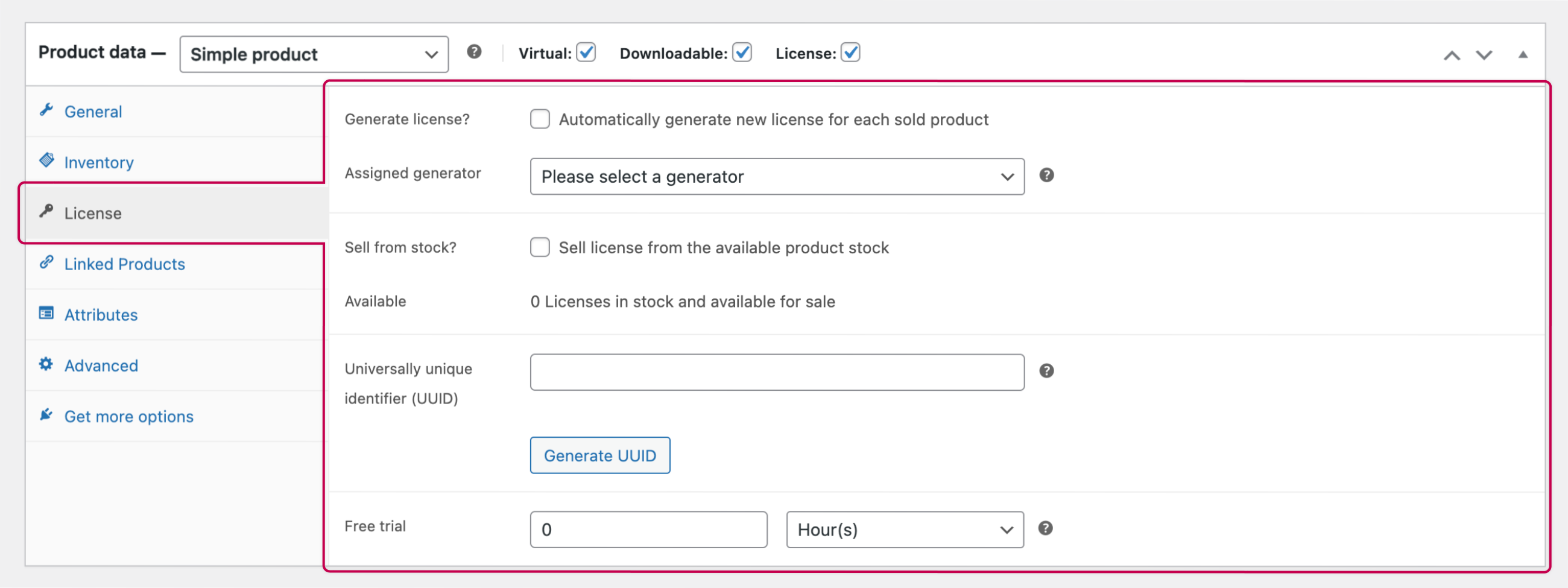 Enwikuna License Manager Lizenzprodukt Tab