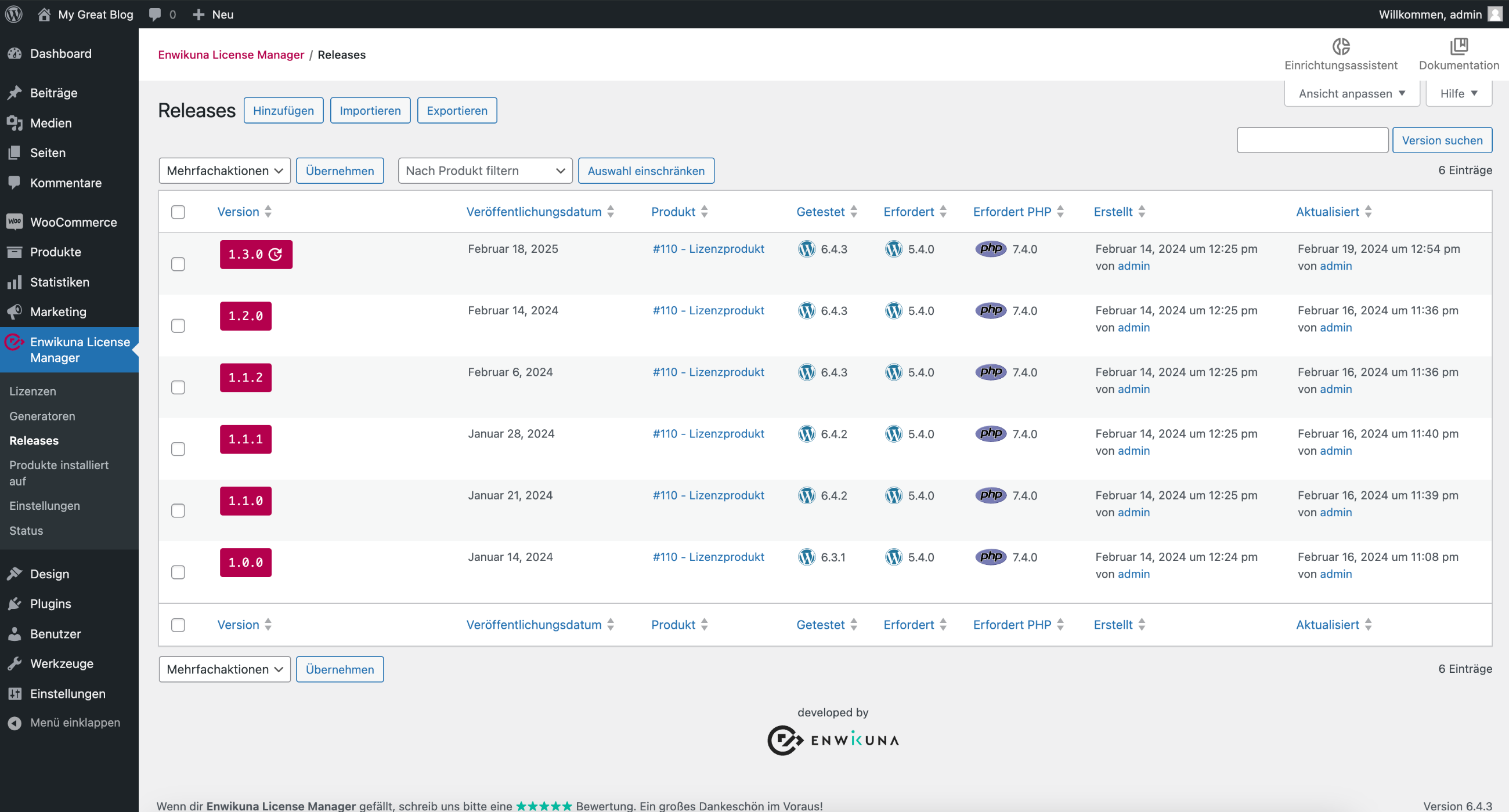 Enwikuna License Manager Releases