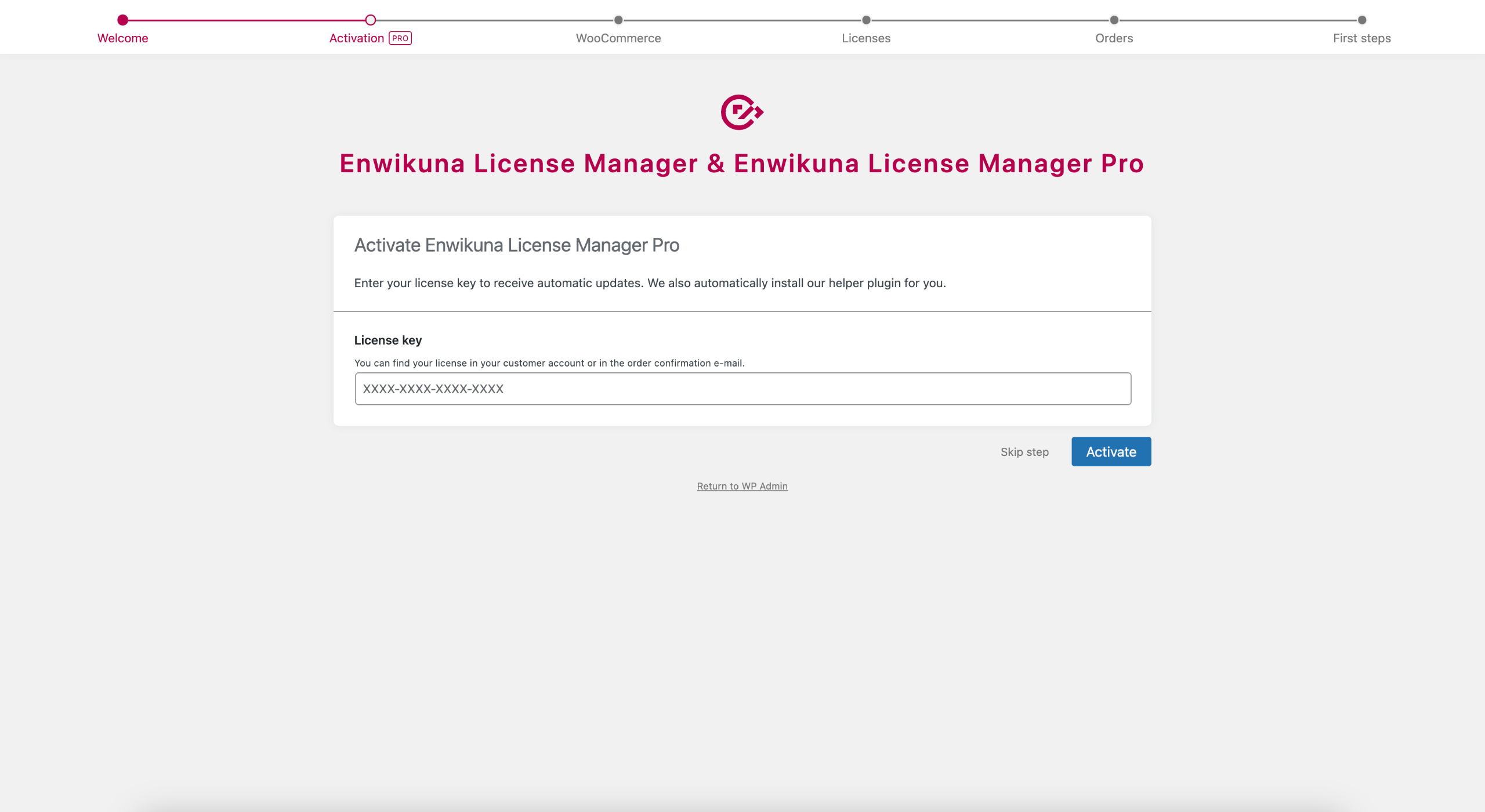 Enwikuna License Manager Setup Wizard Step 2