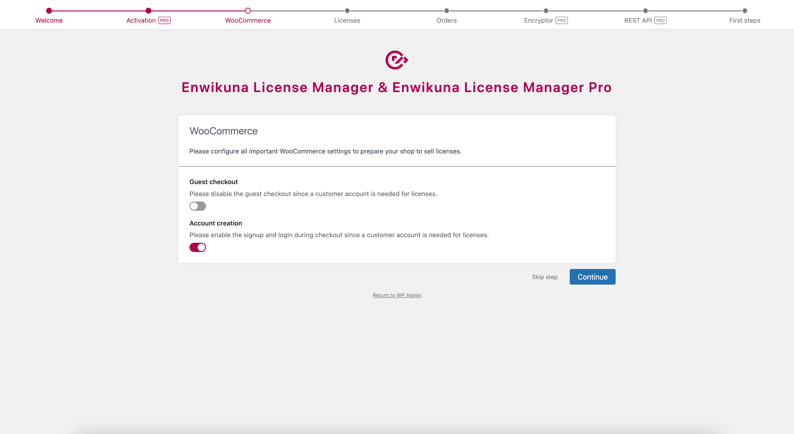 Enwikuna License Manager Setup Wizard Step 3