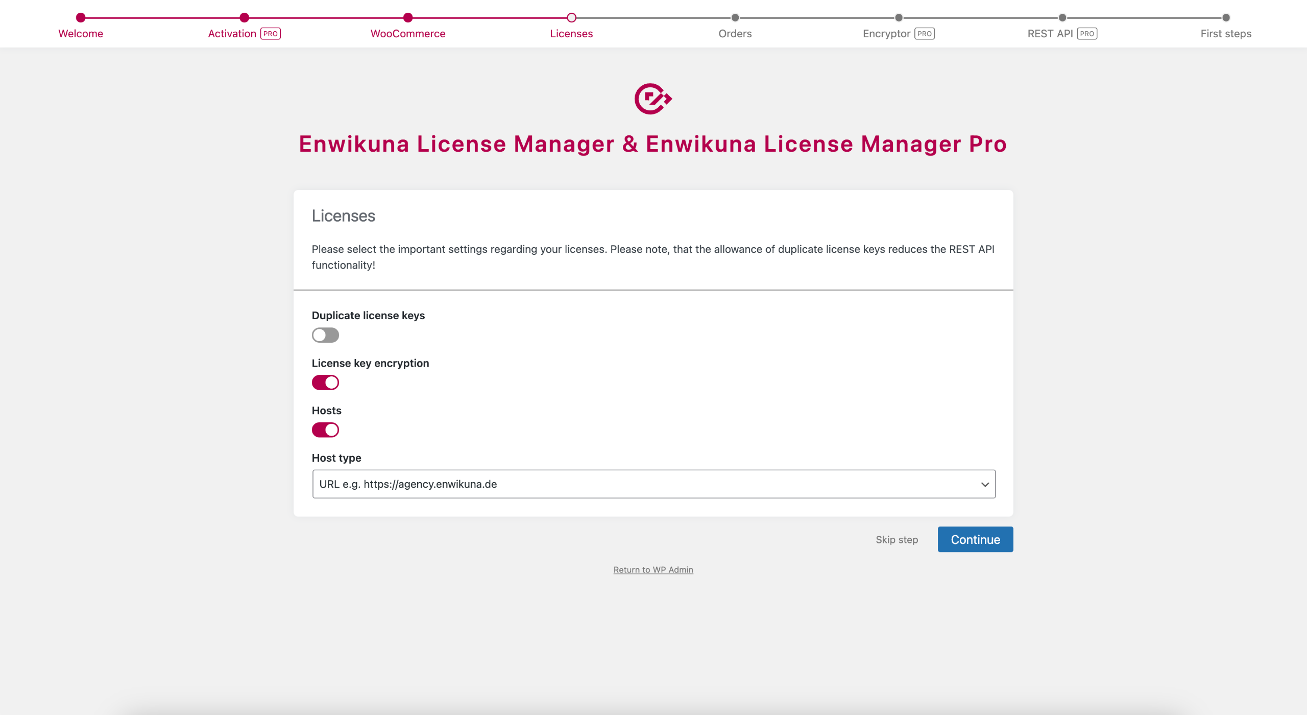 Enwikuna License Manager Setup Wizard Step 4