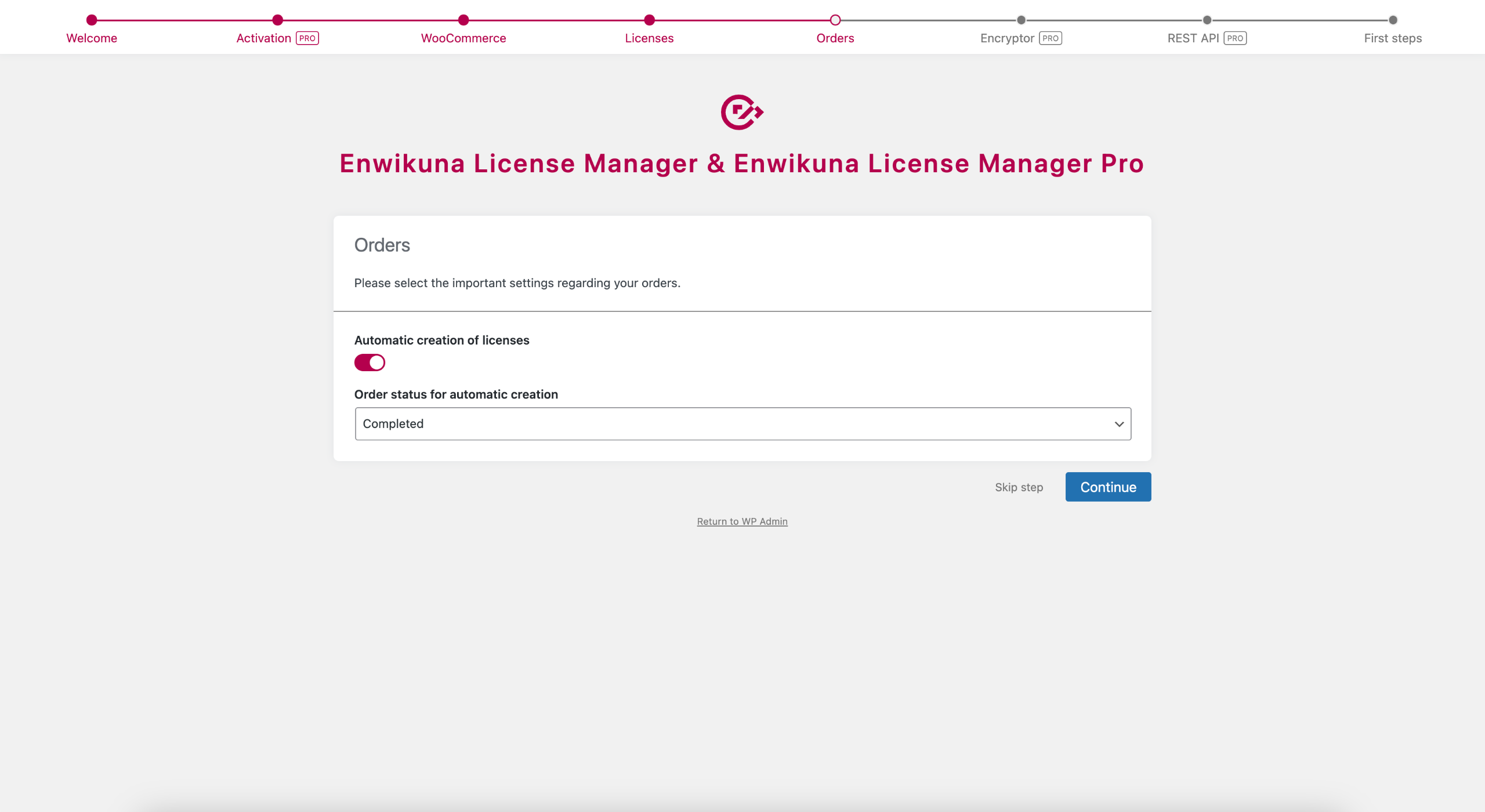 Enwikuna License Manager Setup Wizard Step 5