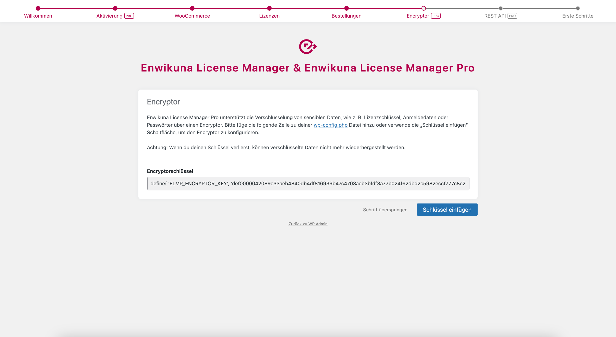 Enwikuna License Manager Einrichtungsassistent Schritt 6