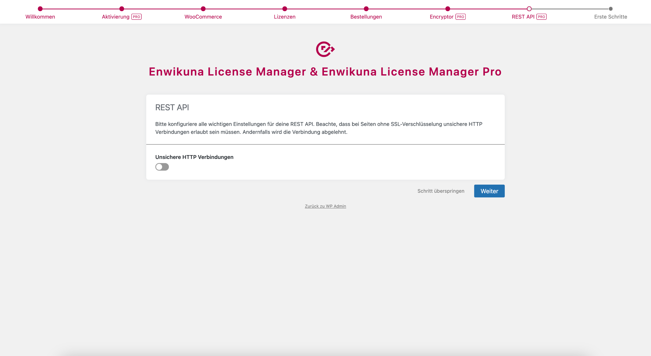 Enwikuna License Manager Einrichtungsassistent Schritt 7