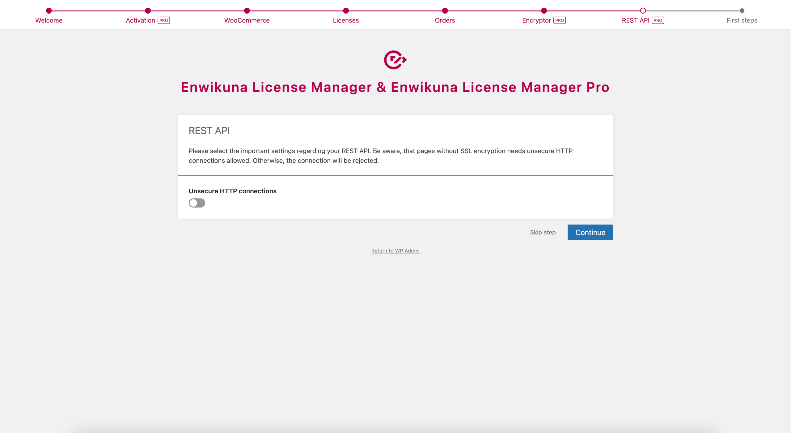 Enwikuna License Manager Setup Wizard Step 7