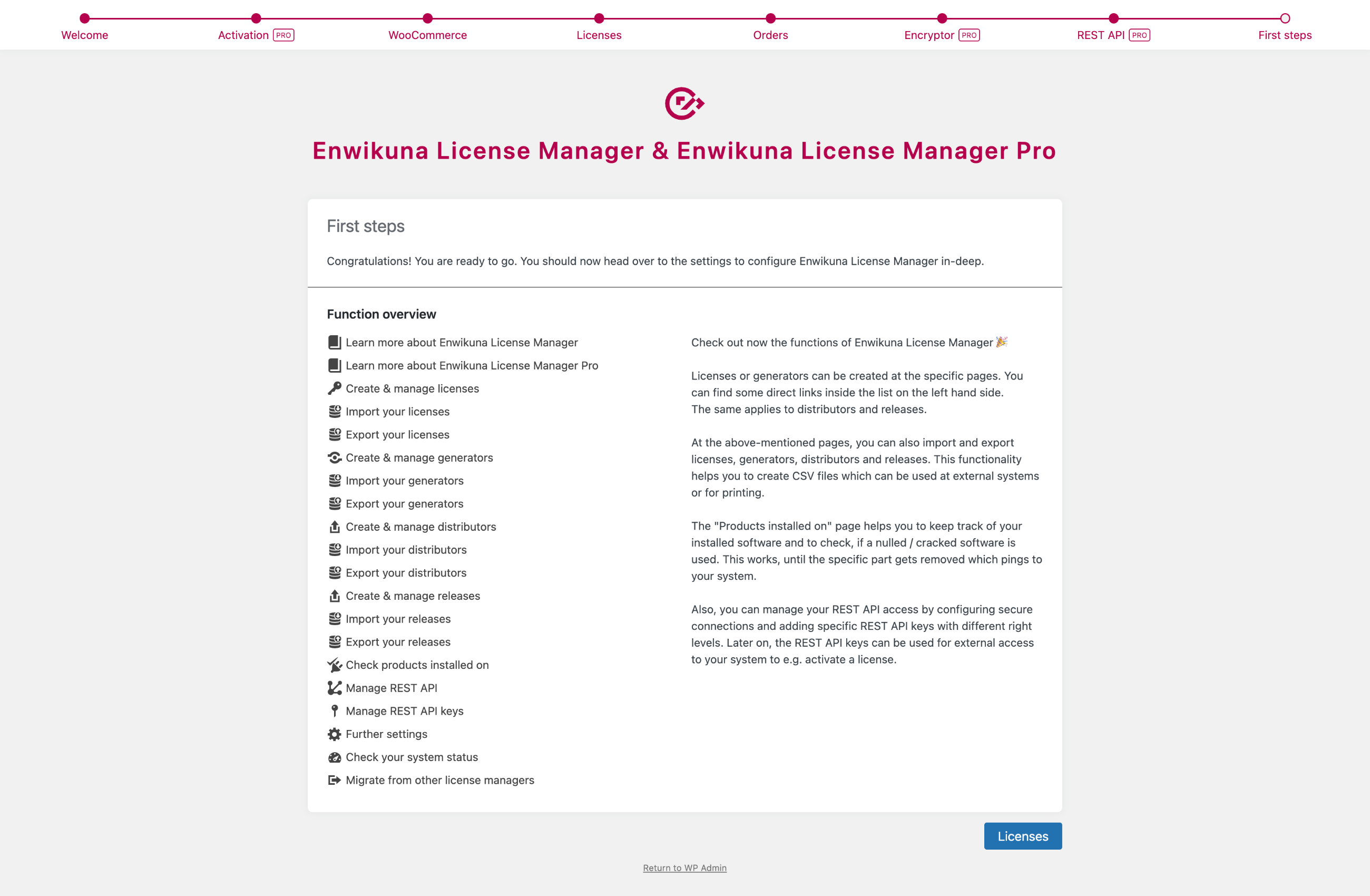 Enwikuna License Manager Setup Wizard Step 8